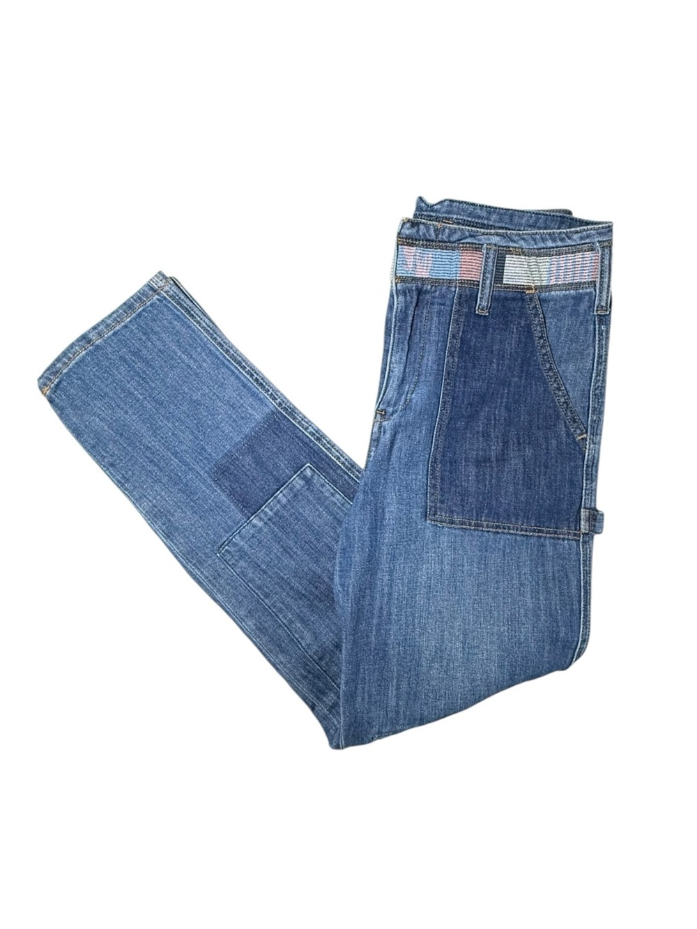 Pilcro Anthropologie High Rise Straight Patchwork Utility Jeans 27